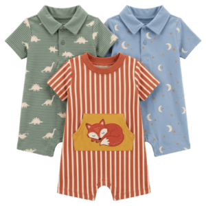 3 Pack Baby Boys' Cotton Rompers
