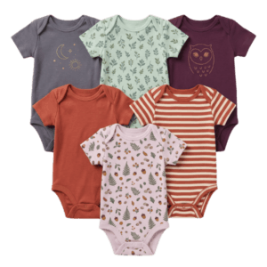 6 Pack Baby Boy Short Sleeve Cotton Bodysuits